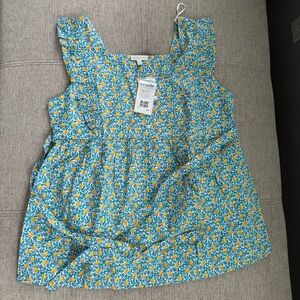 NEW JoJo Maman Bebe Lemon Print Frill Sleeve Maternity Top M